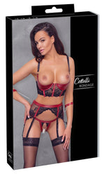 Set lenjerie intimă Cottelli BONDAGE negru și roșu L