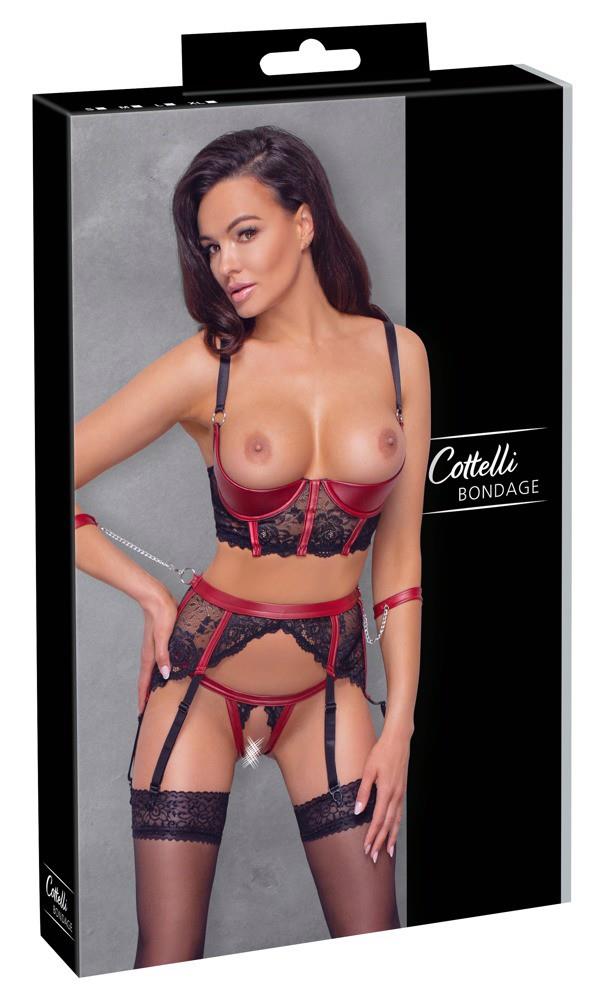 Set lenjerie intimă Cottelli BONDAGE negru și roșu L