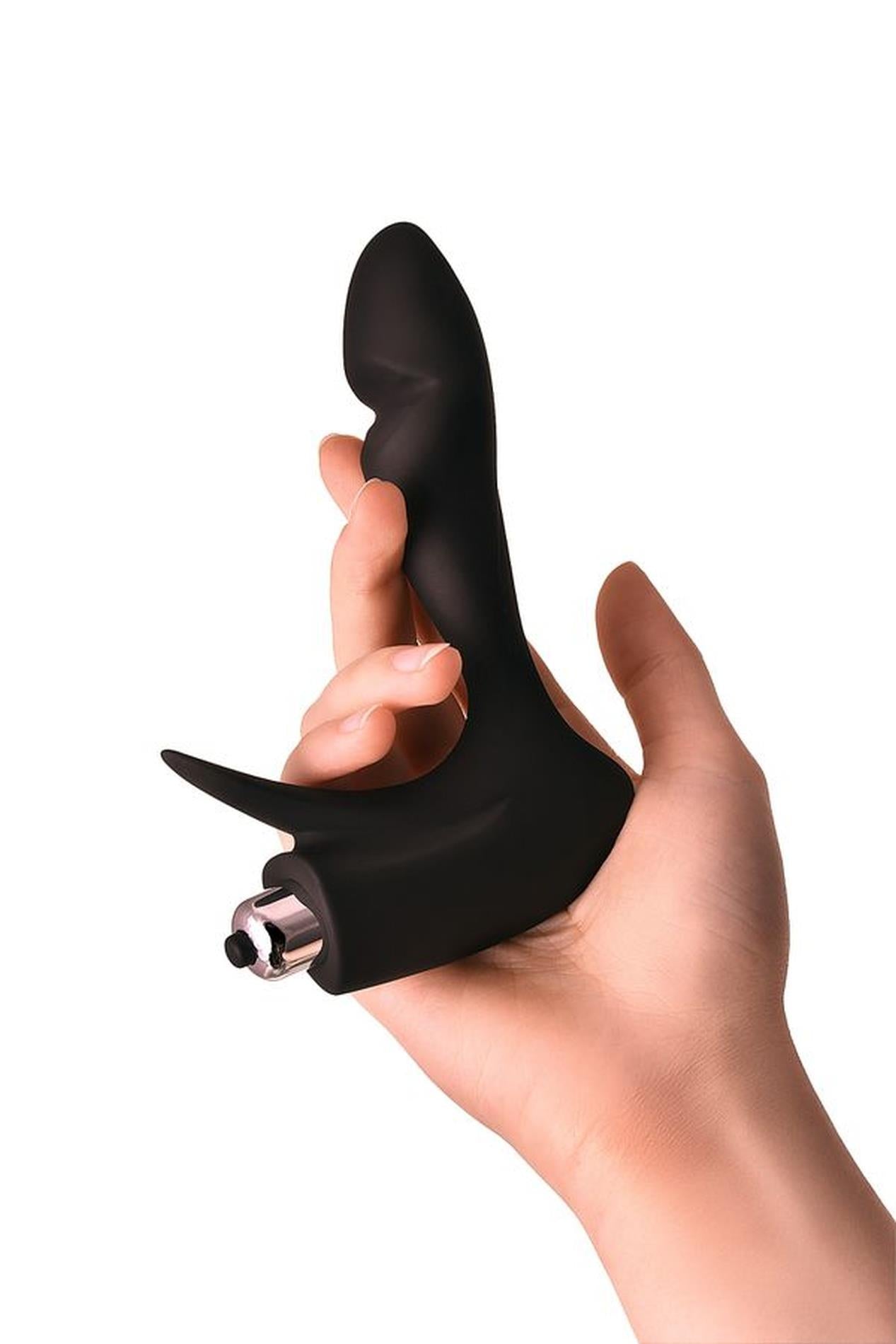 Masaj prostată Erotist din silicon negru 14 cm