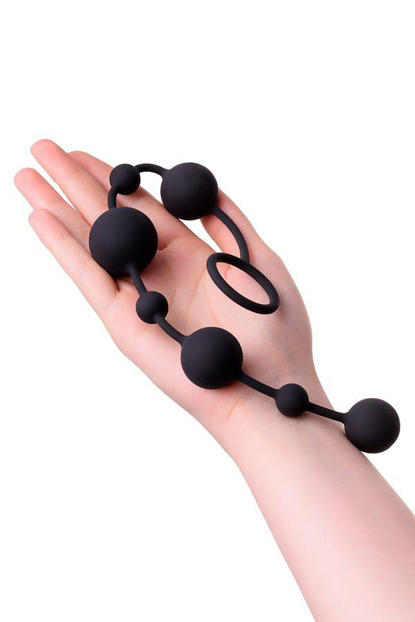 Perle anale din silicon A-Toys Coron cu 7 bile negre 36 cm