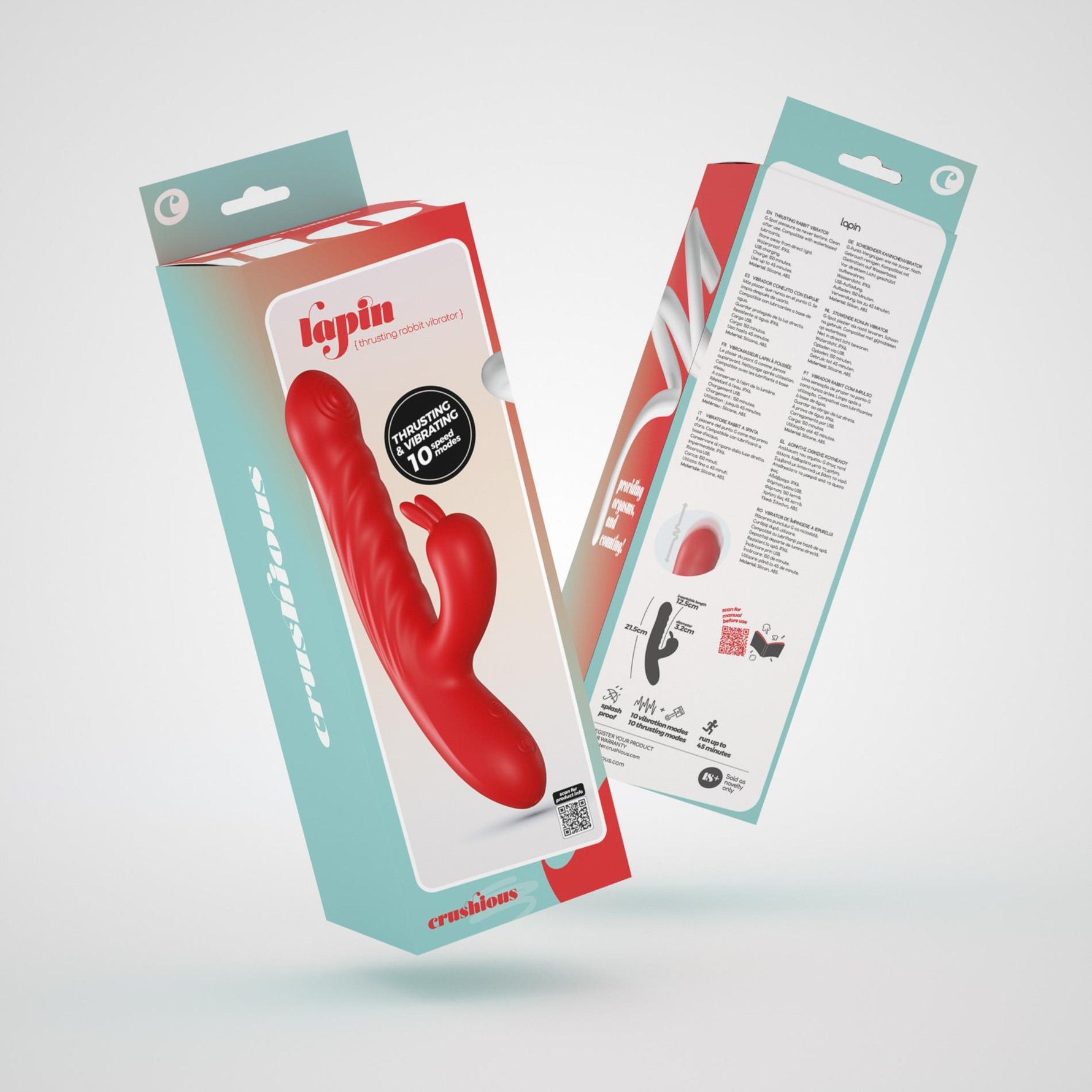 Vibrator Crushious Lapin Bunny cu glisare, roșu, USB