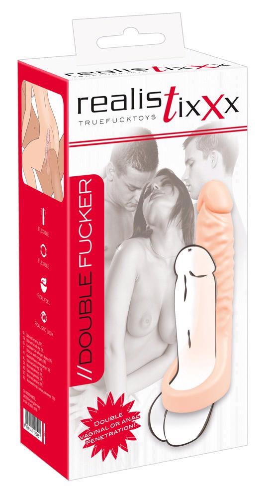 Inel pentru penis Realistixxx Double Fucker TPE 18 cm