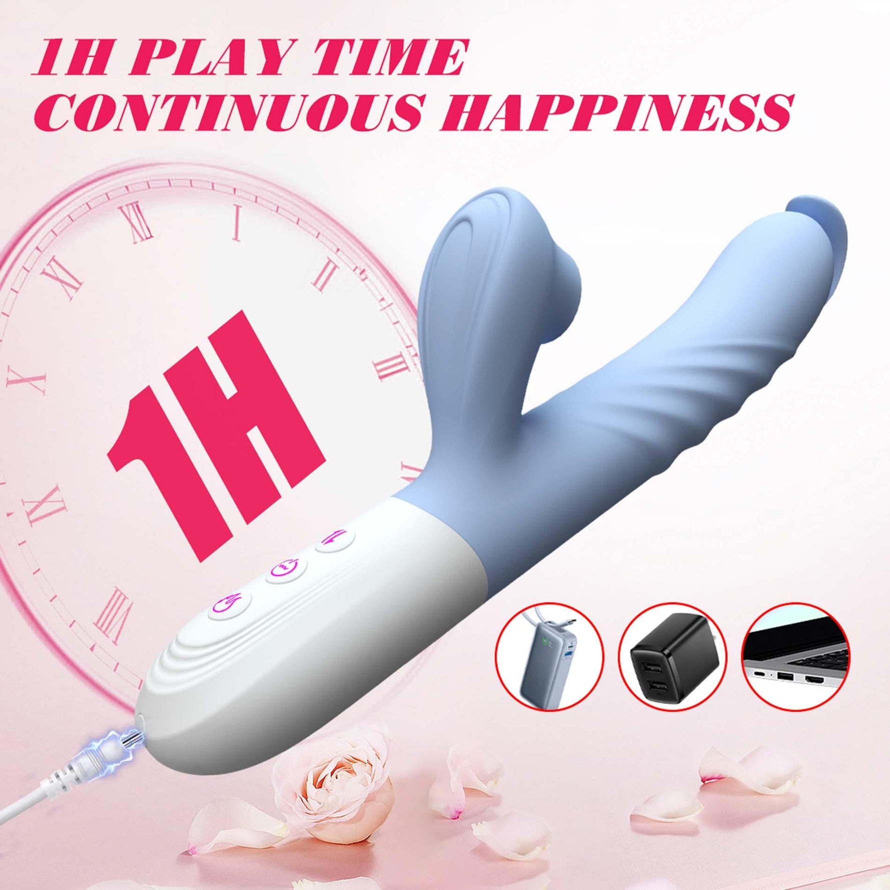 Vibrator din silicon seria B Fox Flapping, cu 7 moduri, încălzit, 25 cm