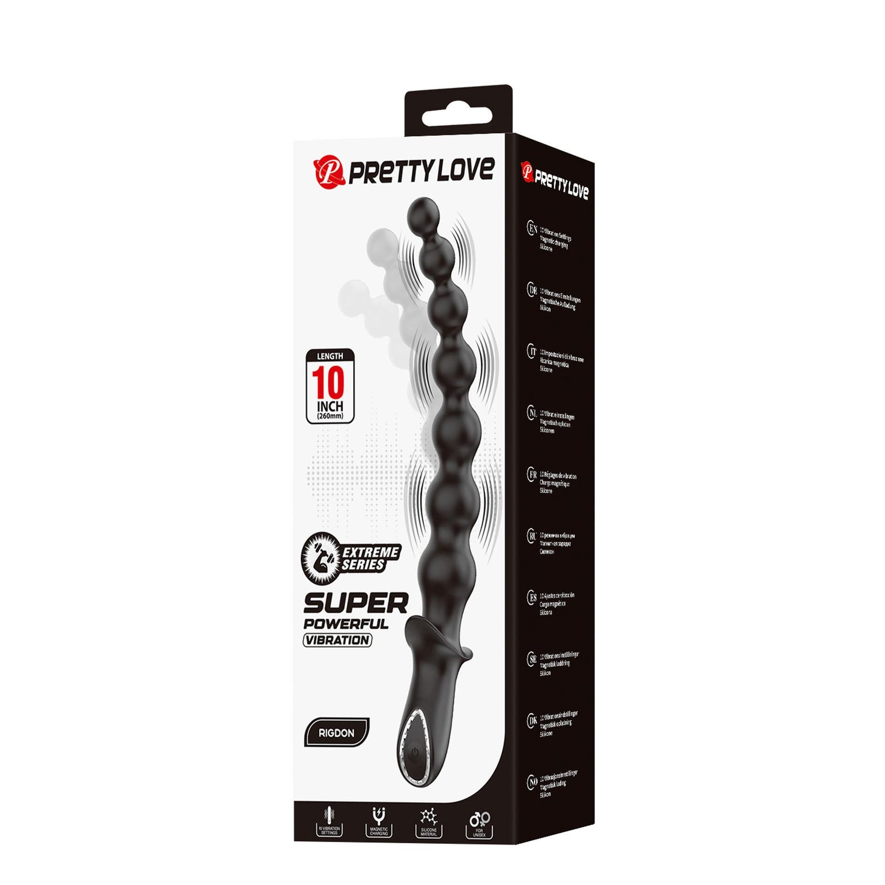 Pretty Love Dedron Vibrator Anal cu USB, Negru, 25 cm