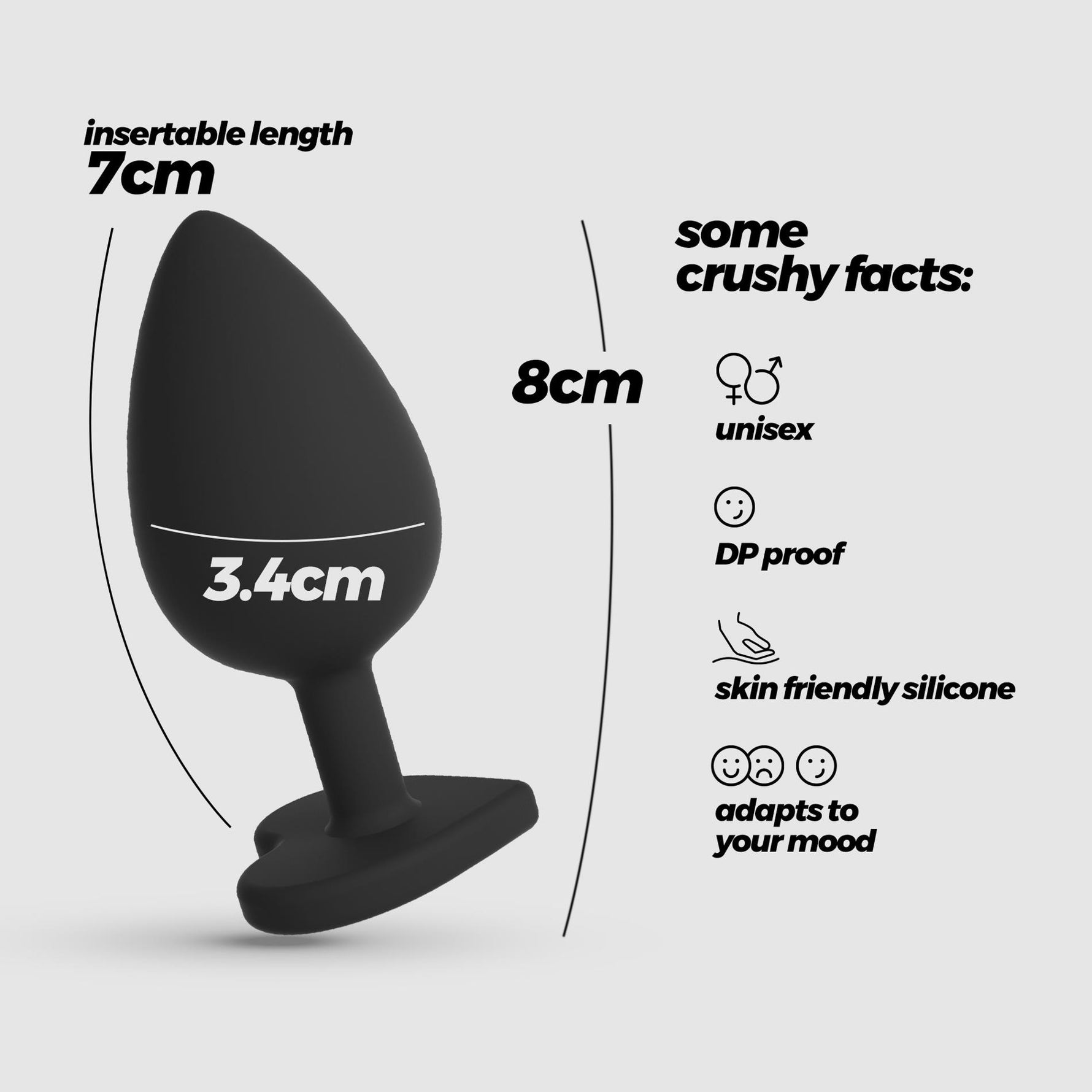 Plug anal regulat Crushious Cuore cu cristale înlocuibile 8cm