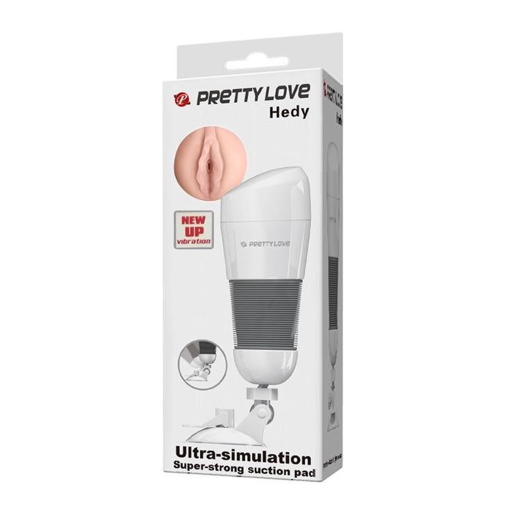 Masturbator vibrant cu bază de aspirație Pretty Love Hedy LR44, culoarea pielii
