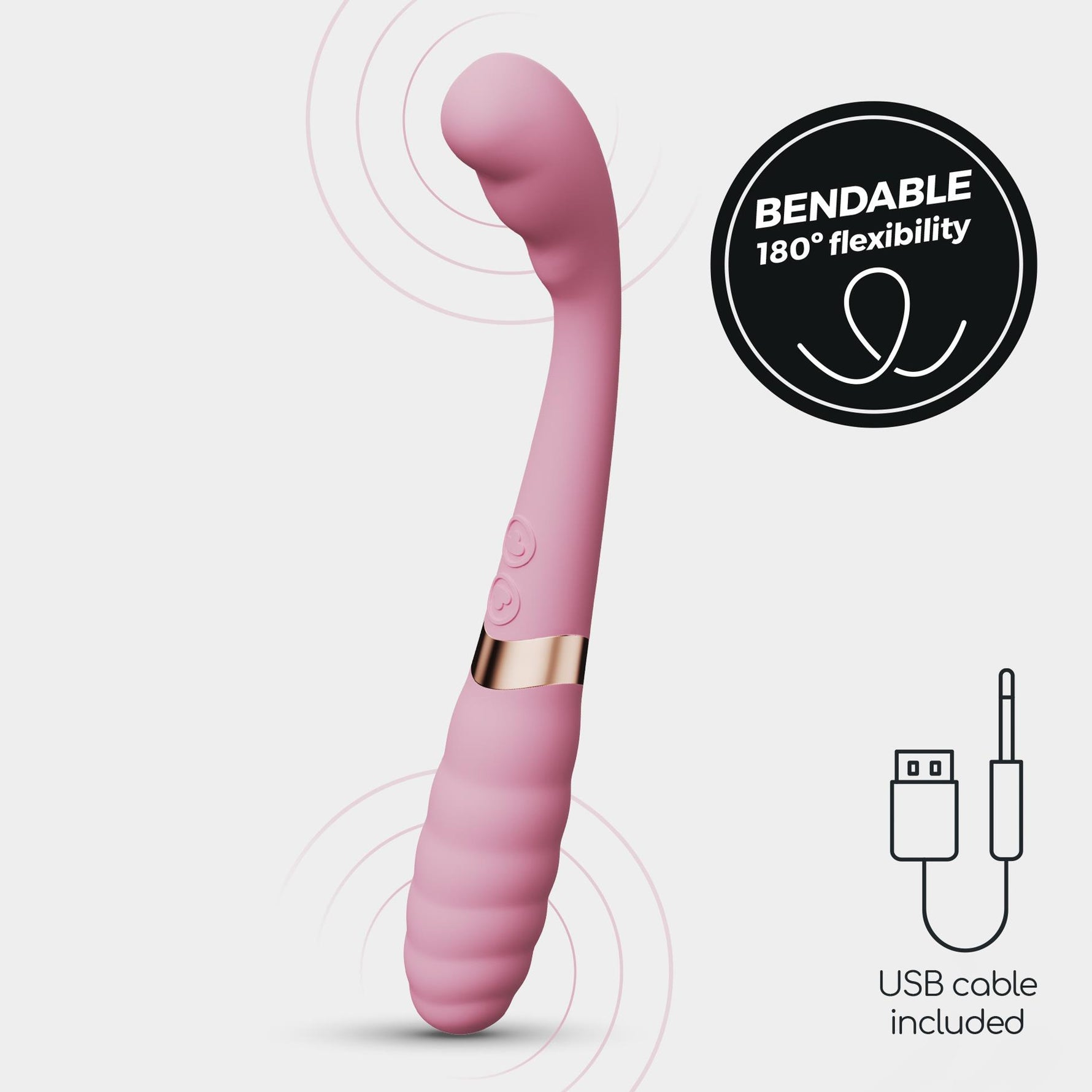Vibrator Crushious Pixie cu două USB pentru punctul G, 20 cm