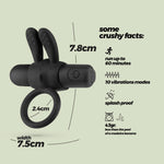 Inel vibrant pentru penis Crushious Wonka din silicon USB 7,8 cm