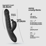 Vibrator Crushious Lapin din silicon, model iepuraș, negru, USB, 21,5 cm