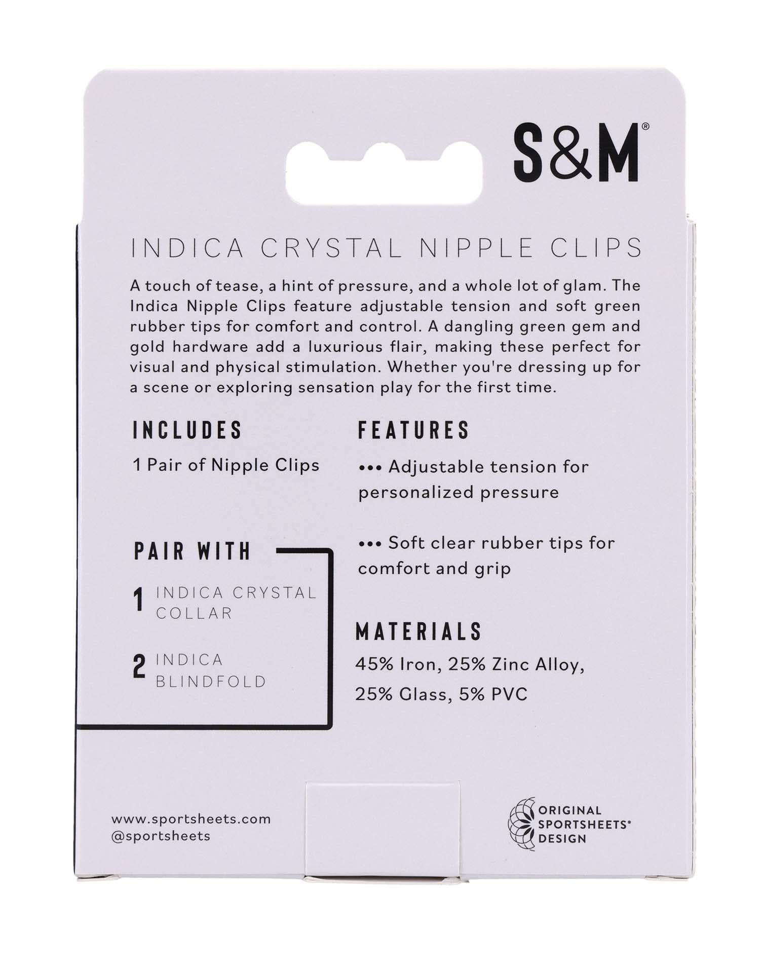 Cleme pentru mameloane Indica Sportsheets cu cristal verde