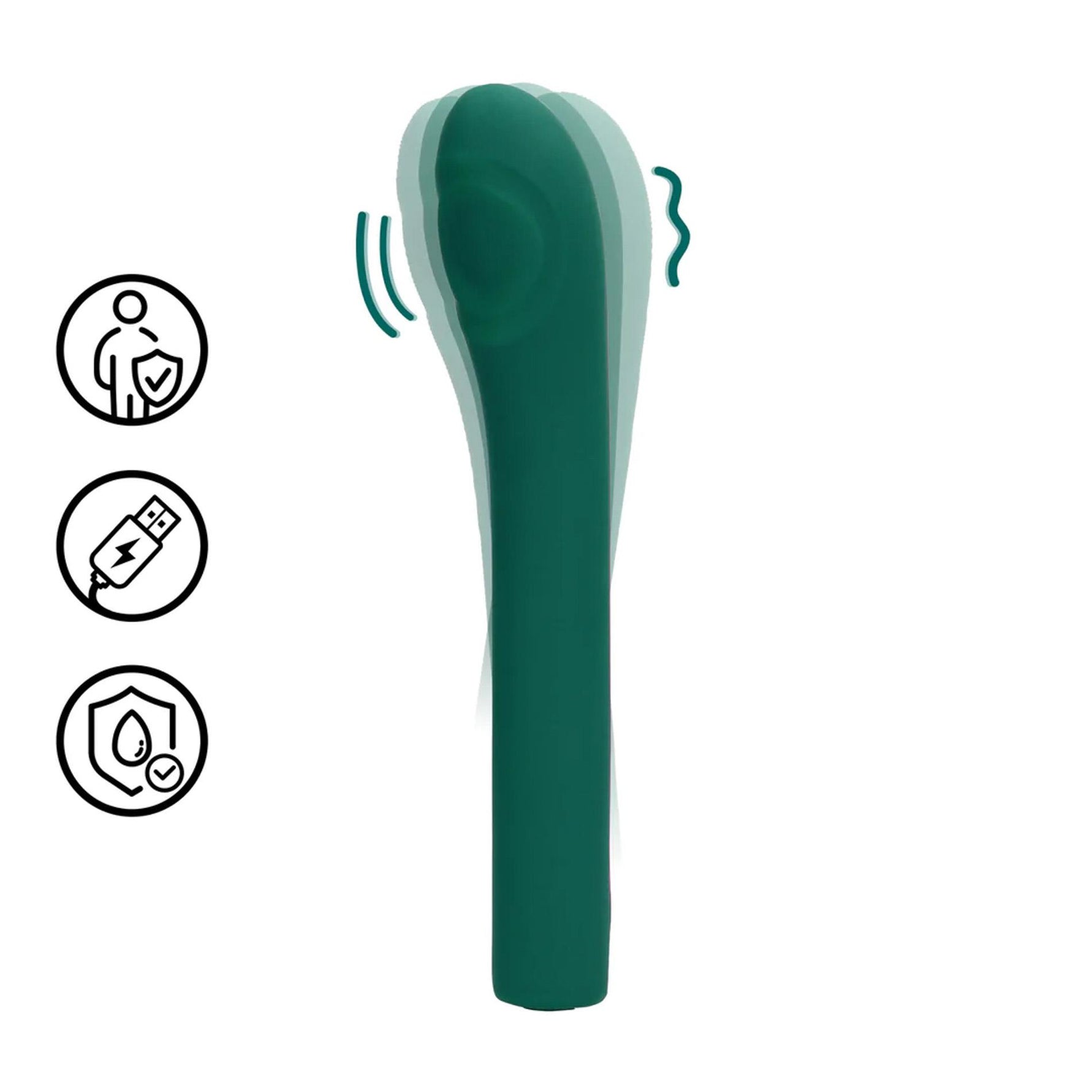 Vibrator Loveline Pulse Wave pentru punctul G, verde, 22 cm