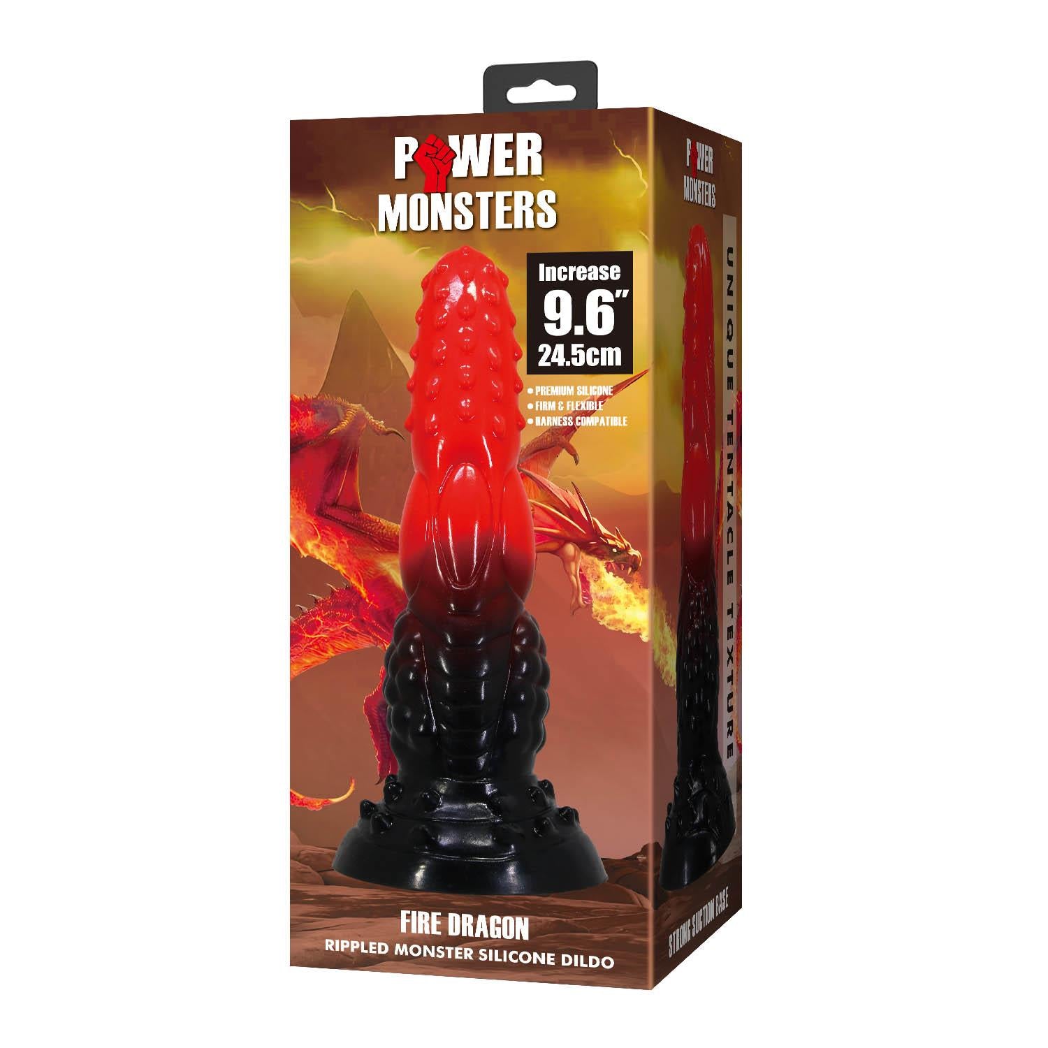 Dildo ondulat din silicon Power Monsters Fire Dragon 24,5 cm