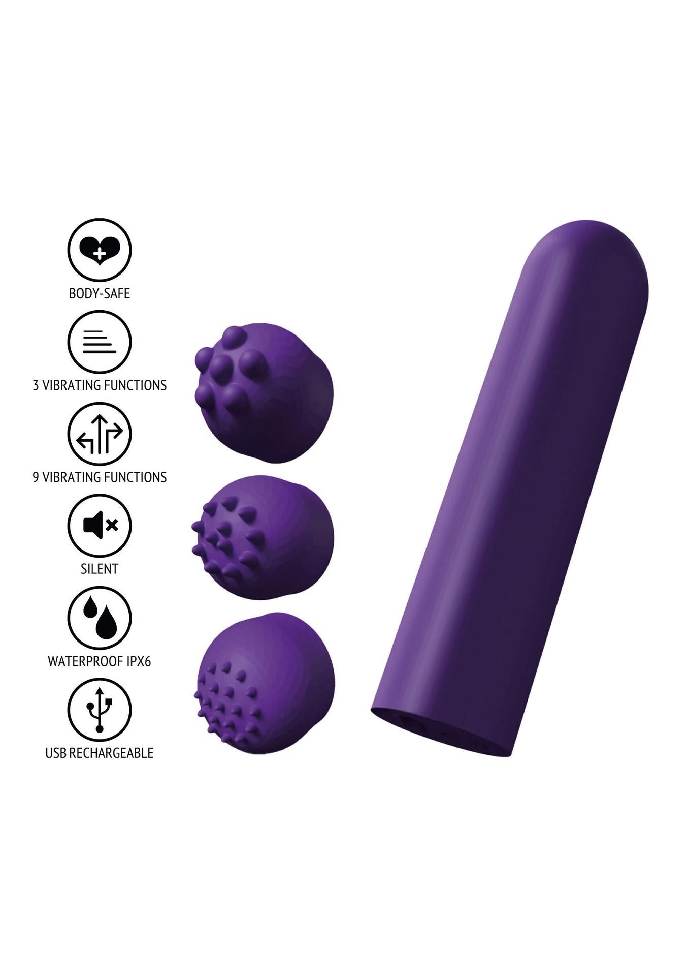Vibrator de buzunar ToyJoy violet cu 12 funcții USB 6 cm