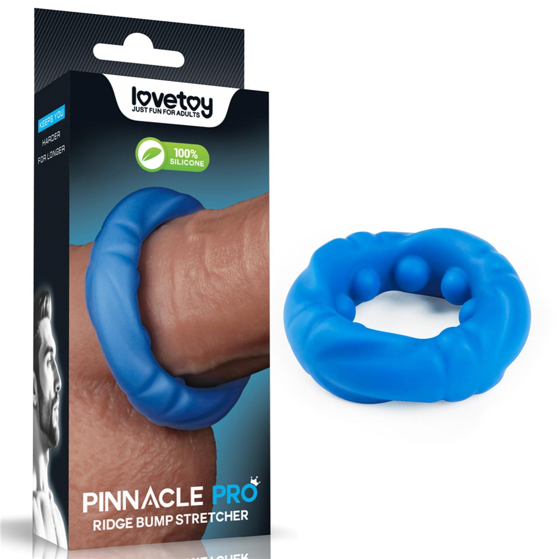 Inel pentru penis Lovetoy Ridge Bump, albastru