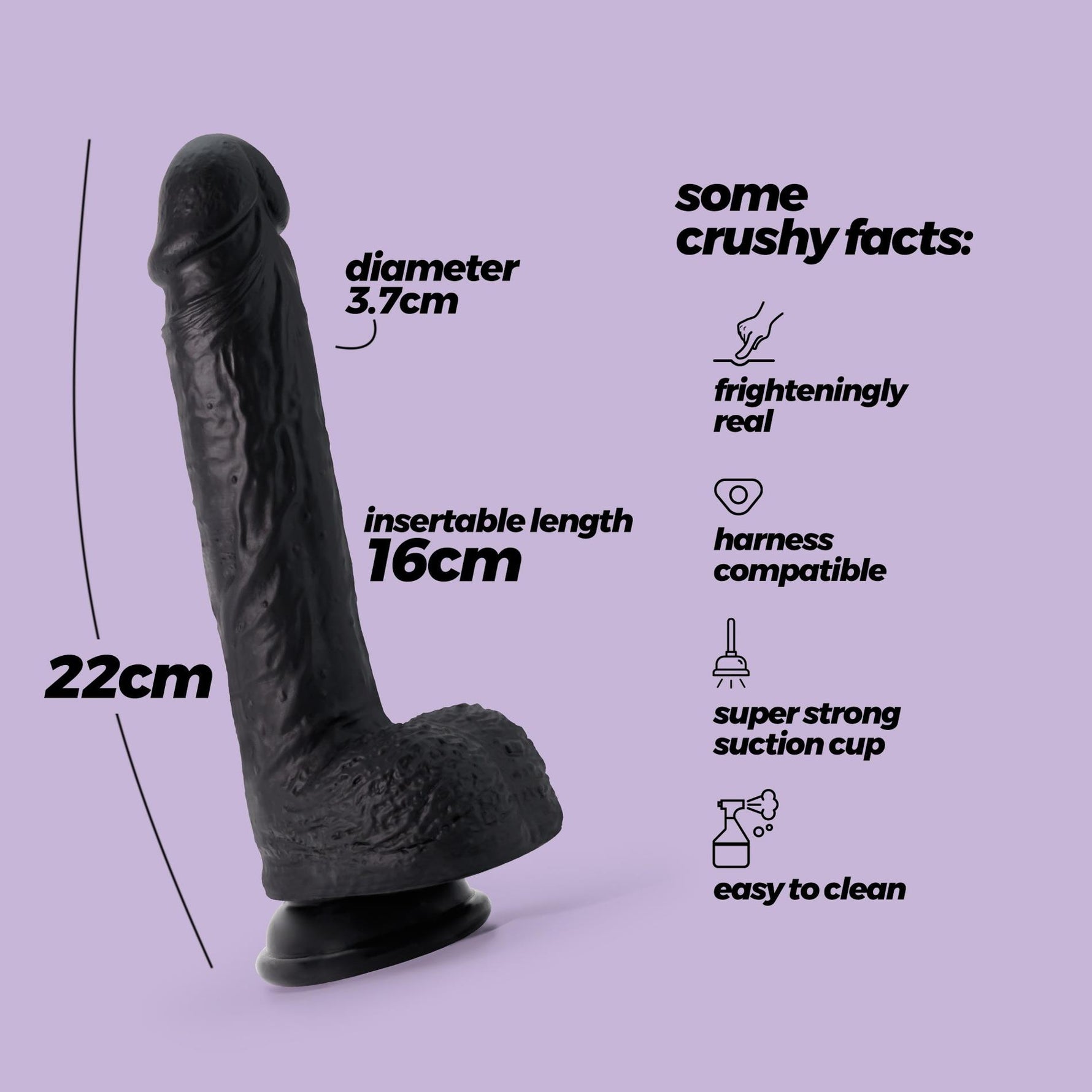 Dildo realist din silicon Inviktus Crushious 22 cm negru