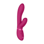 Vibrator Vive Kyra din silicon cu formă de iepuraș, roz, USB, 21 cm