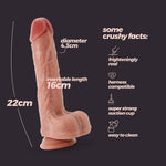 Dildo realist Crushious Inviktus din silicon lichid 22 cm culoarea pielii