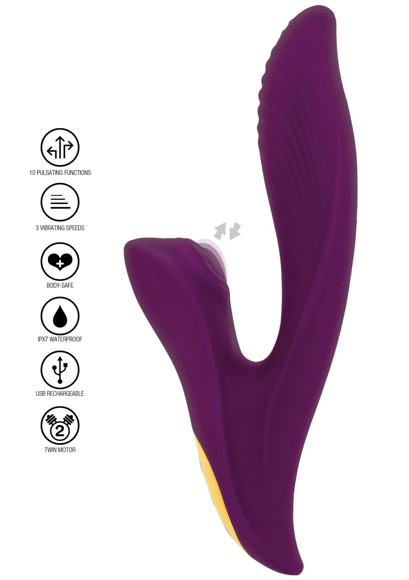 Vibrator Athena Tapping Sensation din silicon, violet, USB, 20,5 cm