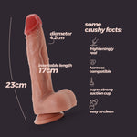 Dildo realist Crushious Inviktus 9, culoarea pielii, silicon lichid de 23 cm