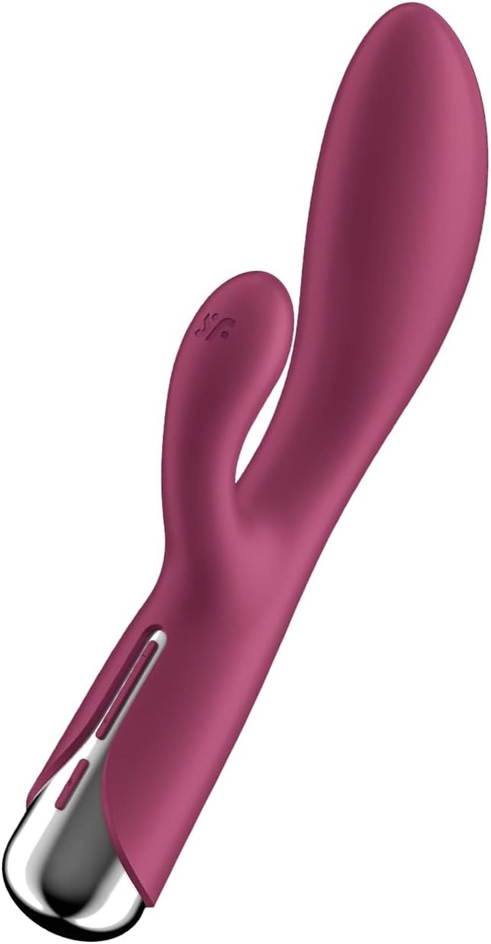 Vibrator rotativ Satisfyer Spinning Rabbit 1 cu USB, culoare roșie, tip iepuraș