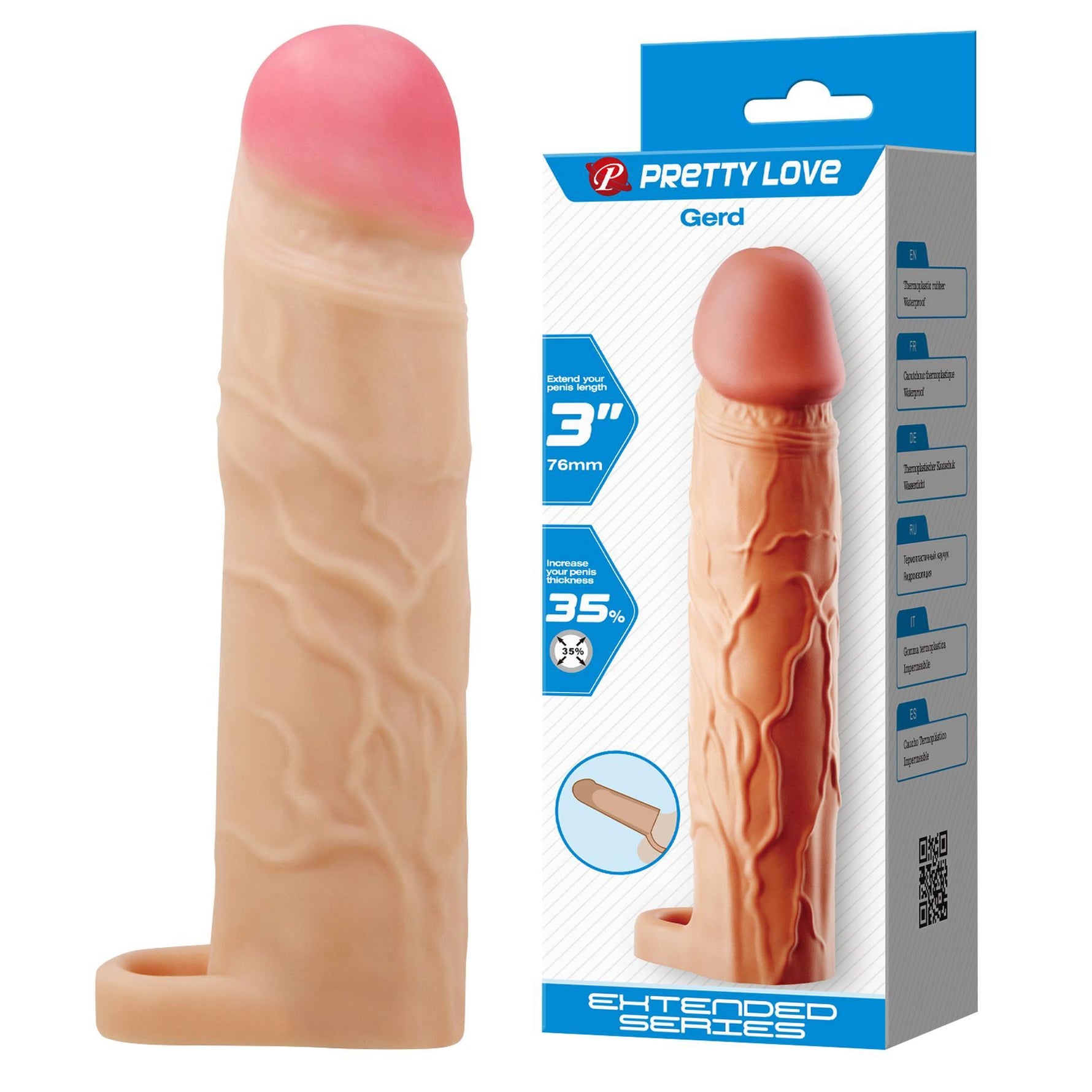 Pretty Love Gerd Flesh TPR Extensor de penis 76mm