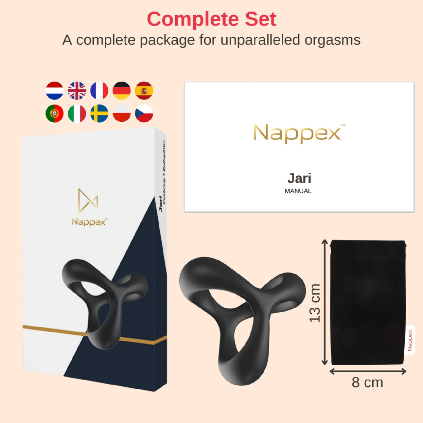 Inel de penis Nappex Jari din silicon impermeabil