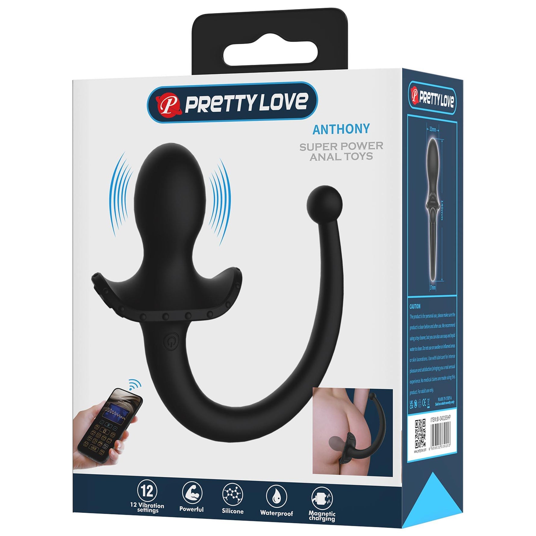 Plug anal vibrant Pretty Love Anthony cu aplicație USB