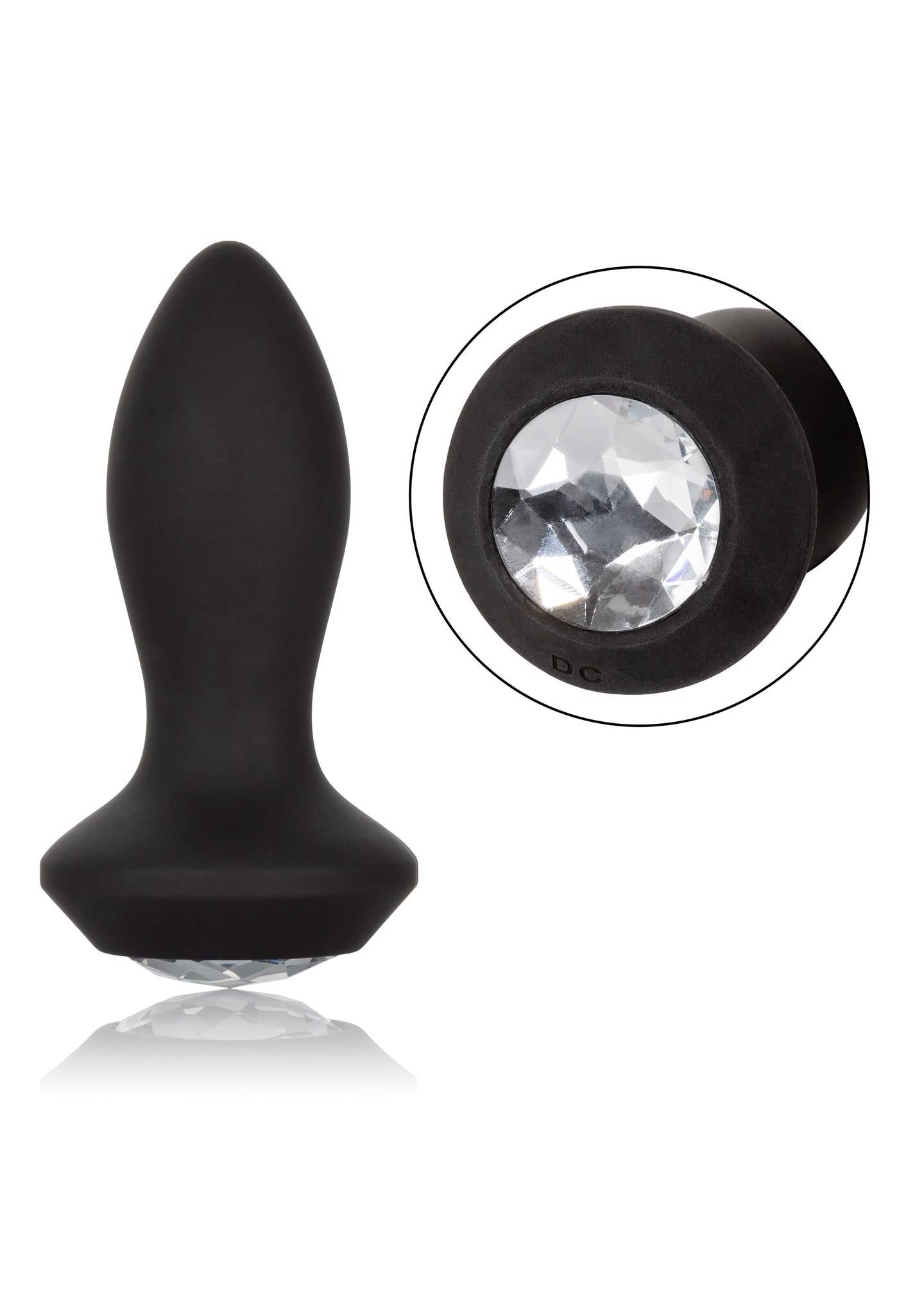 Dop anal vibrant Calexotics Petite Crystal Probe, negru, 9,5 cm