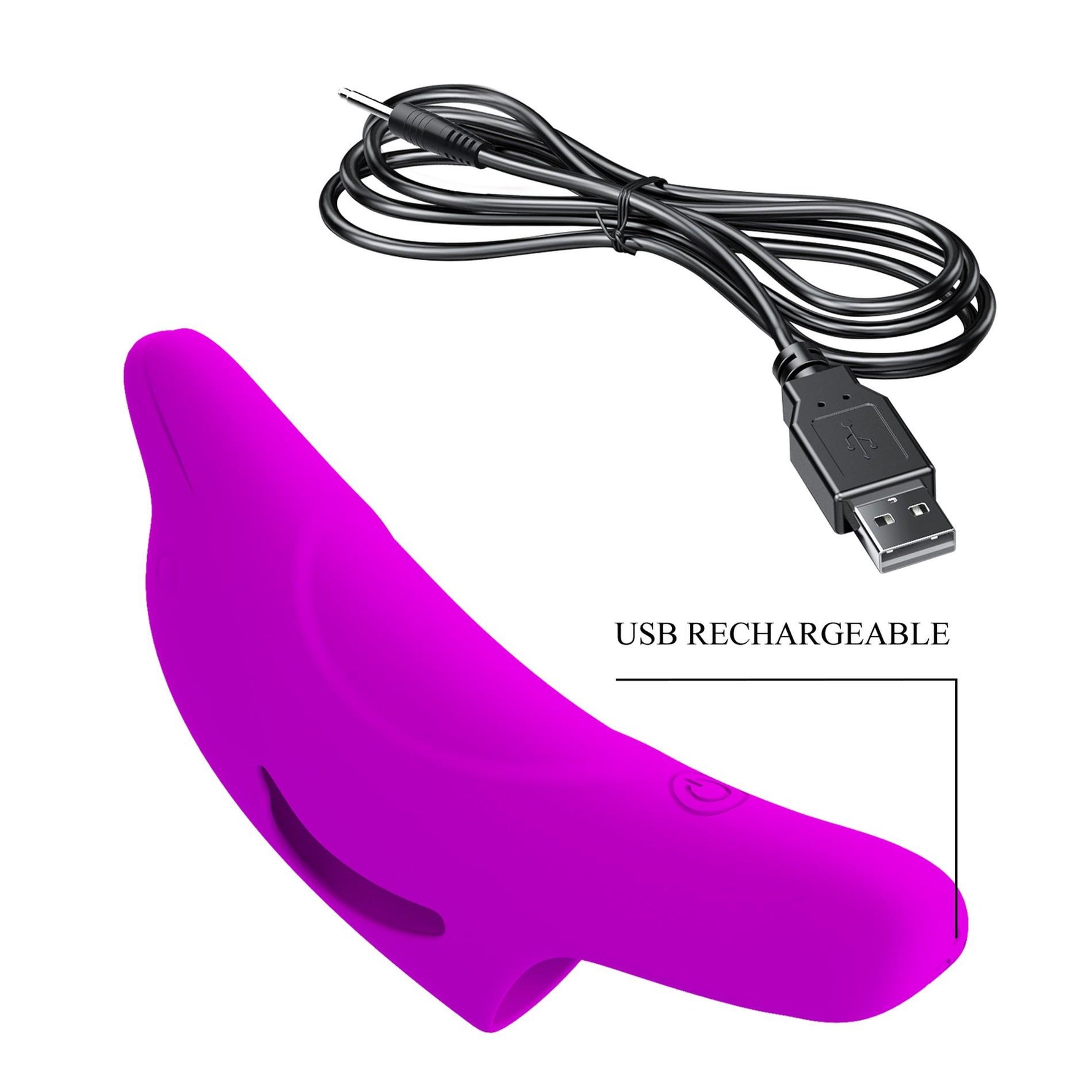 Vibrator pentru deget Pretty Love Delphini din silicon, 10 funcții