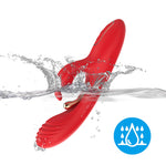 Vibrator Crazy Horse USB cu trei puncte, 22 cm, tip iepuraș roșu