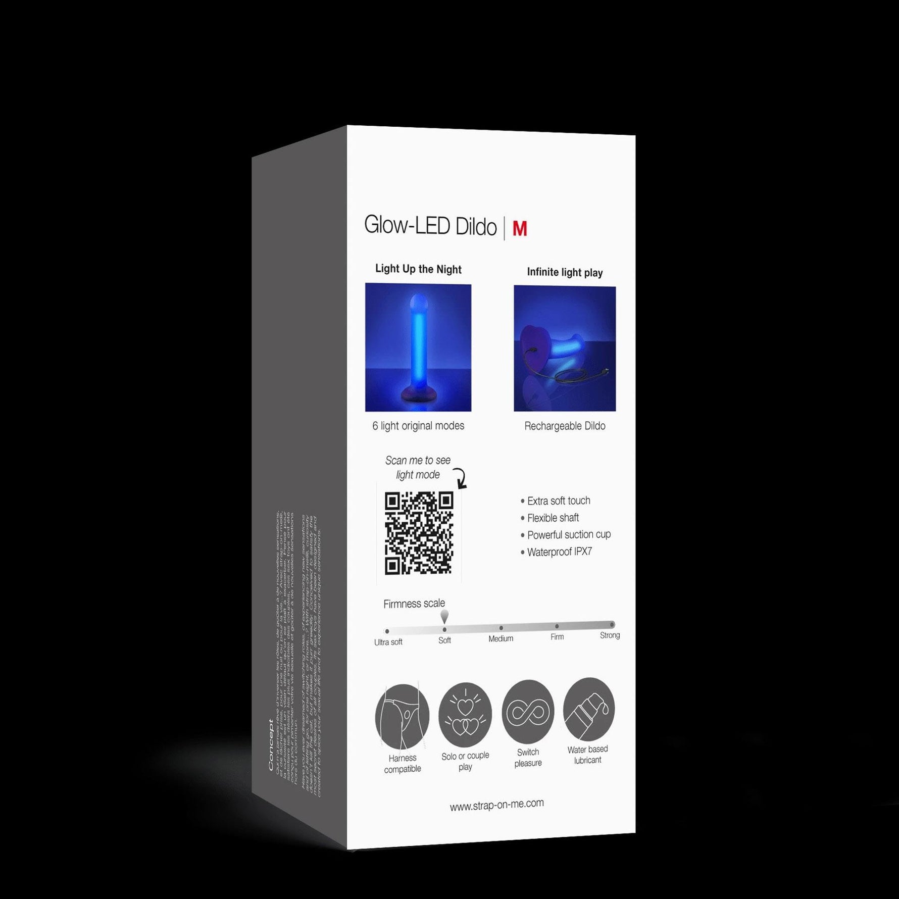 Dildo realist cu LED violet, Straponme, 18 cm, M