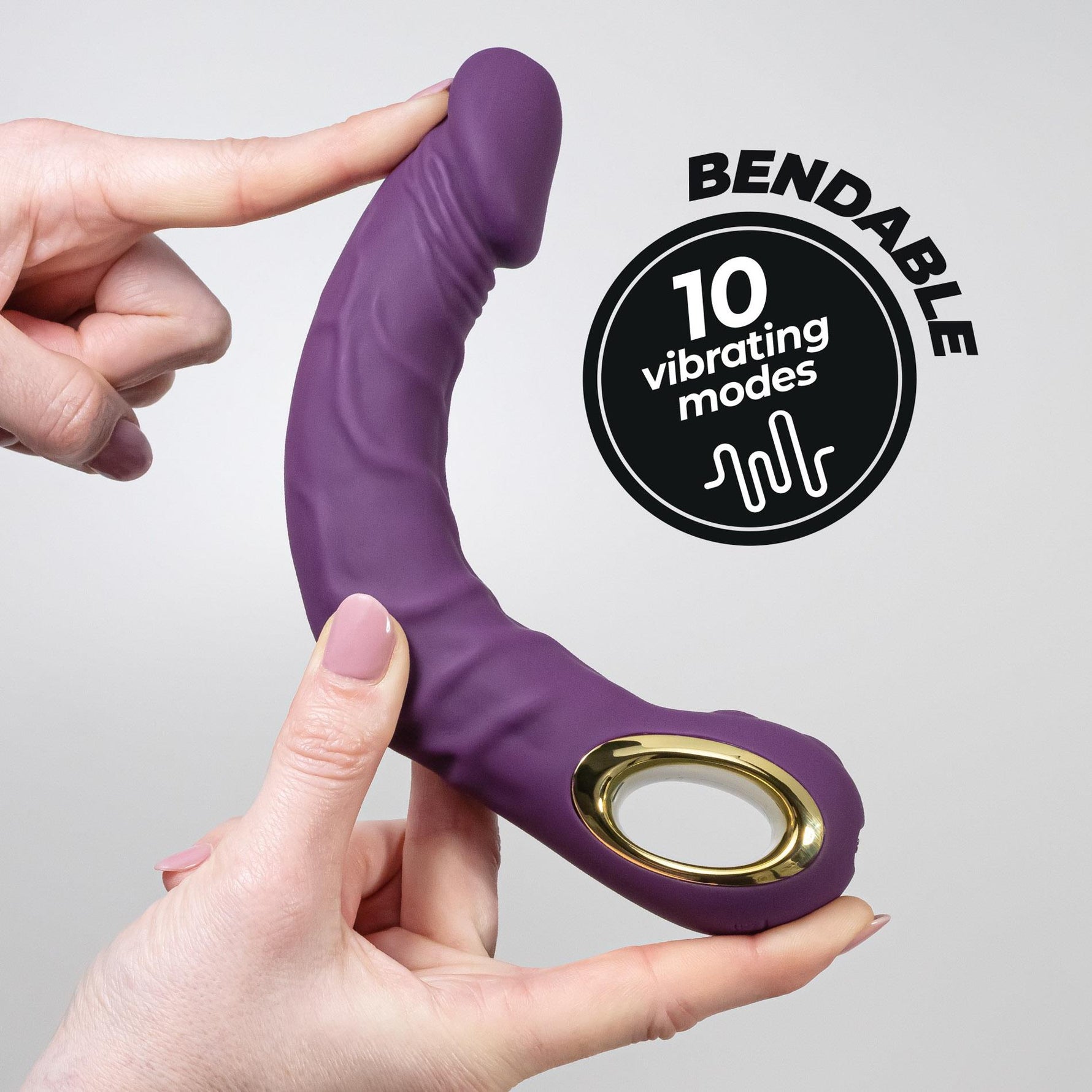 Vibrator realist Crushious Magnus Bend flexibil violet USB 22 5 cm