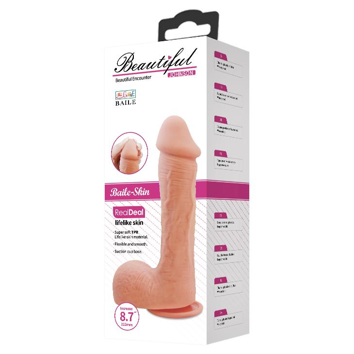 Dildo nud Baile Beautiful Johnson 8.7'' cu ventuză