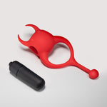 Inel vibrant pentru penis Daemon Crushious, silicon roșu, 12,5 cm