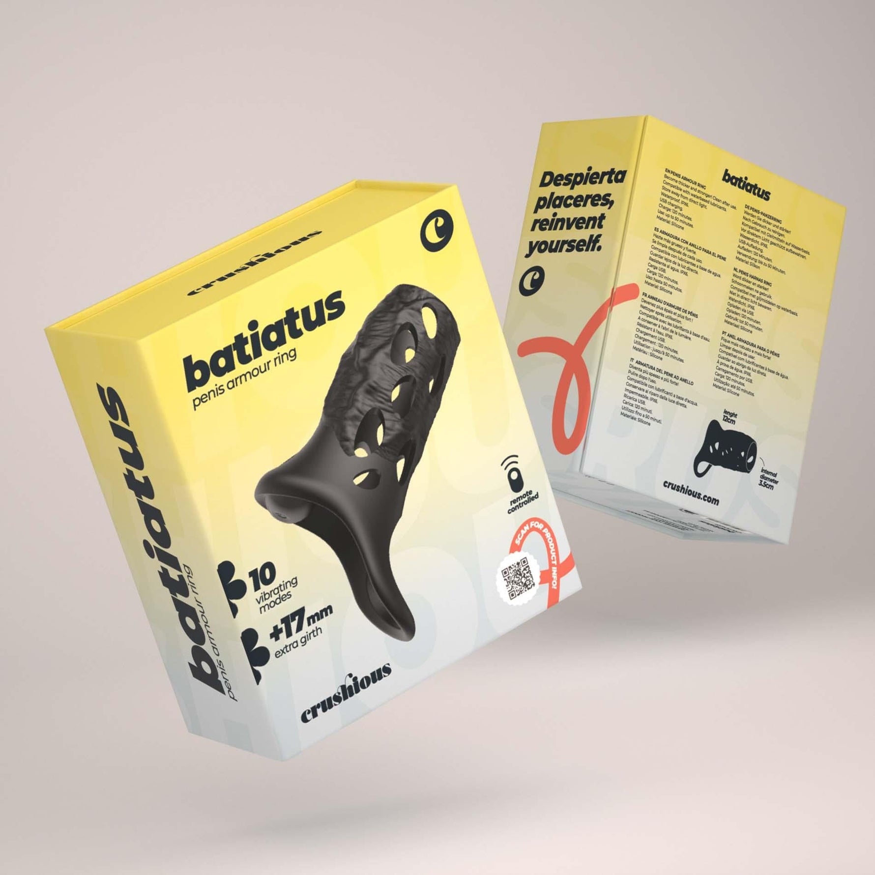 Manșon vibrant pentru penis Crushious Batiatus din silicon, 12 cm