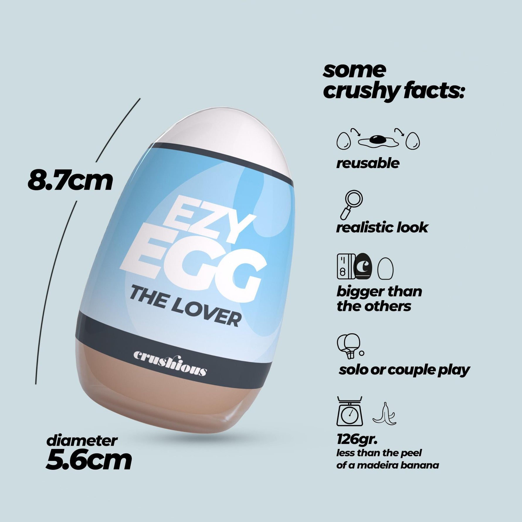 Masturbator Crushious Ezy Egg The Lover în formă de ou 8,7 cm
