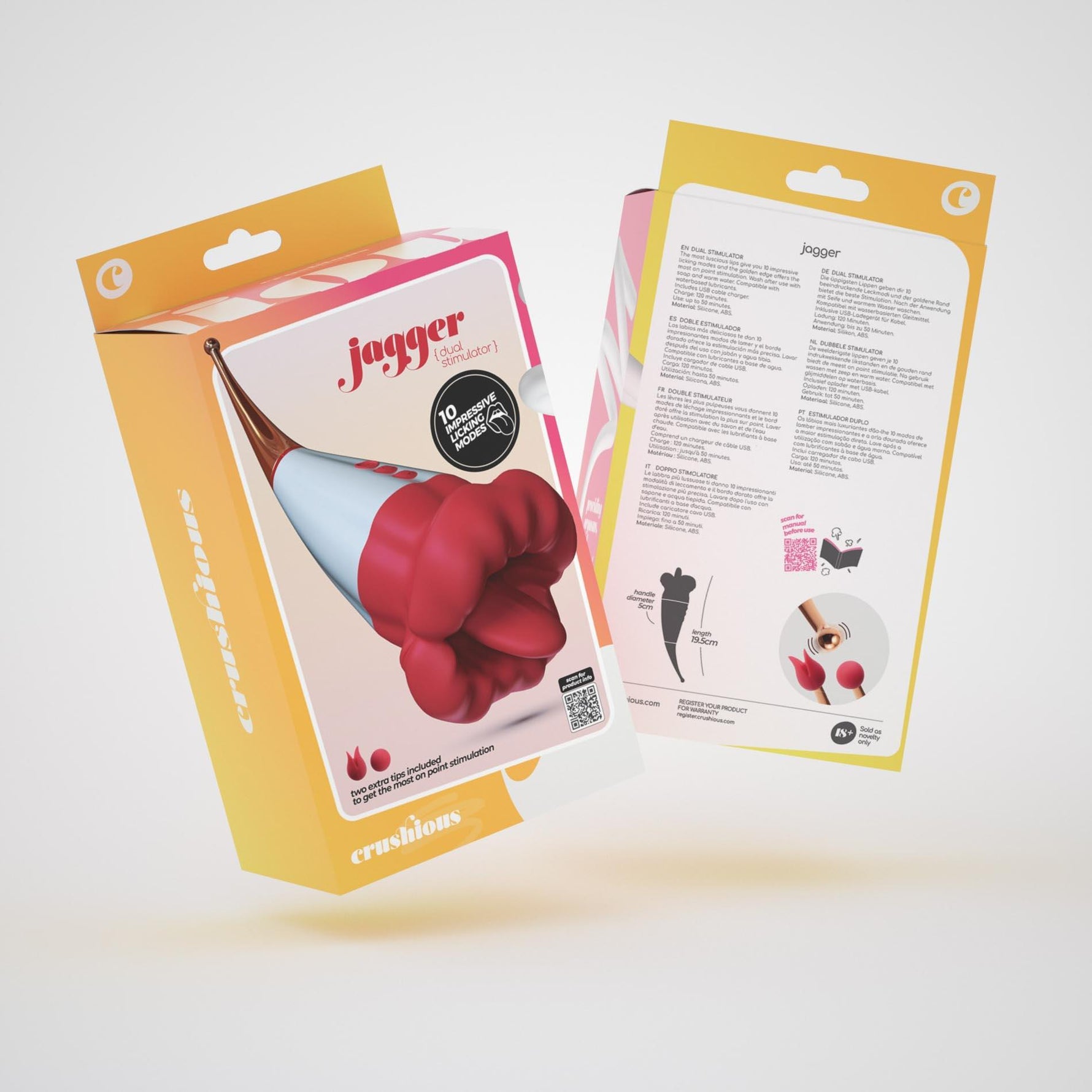 Stimulator dublu din silicon Crushious Jagger 19,5 cm