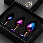 Set de dopuri anale din oțel inoxidabil multicolore HeavyFun seria B