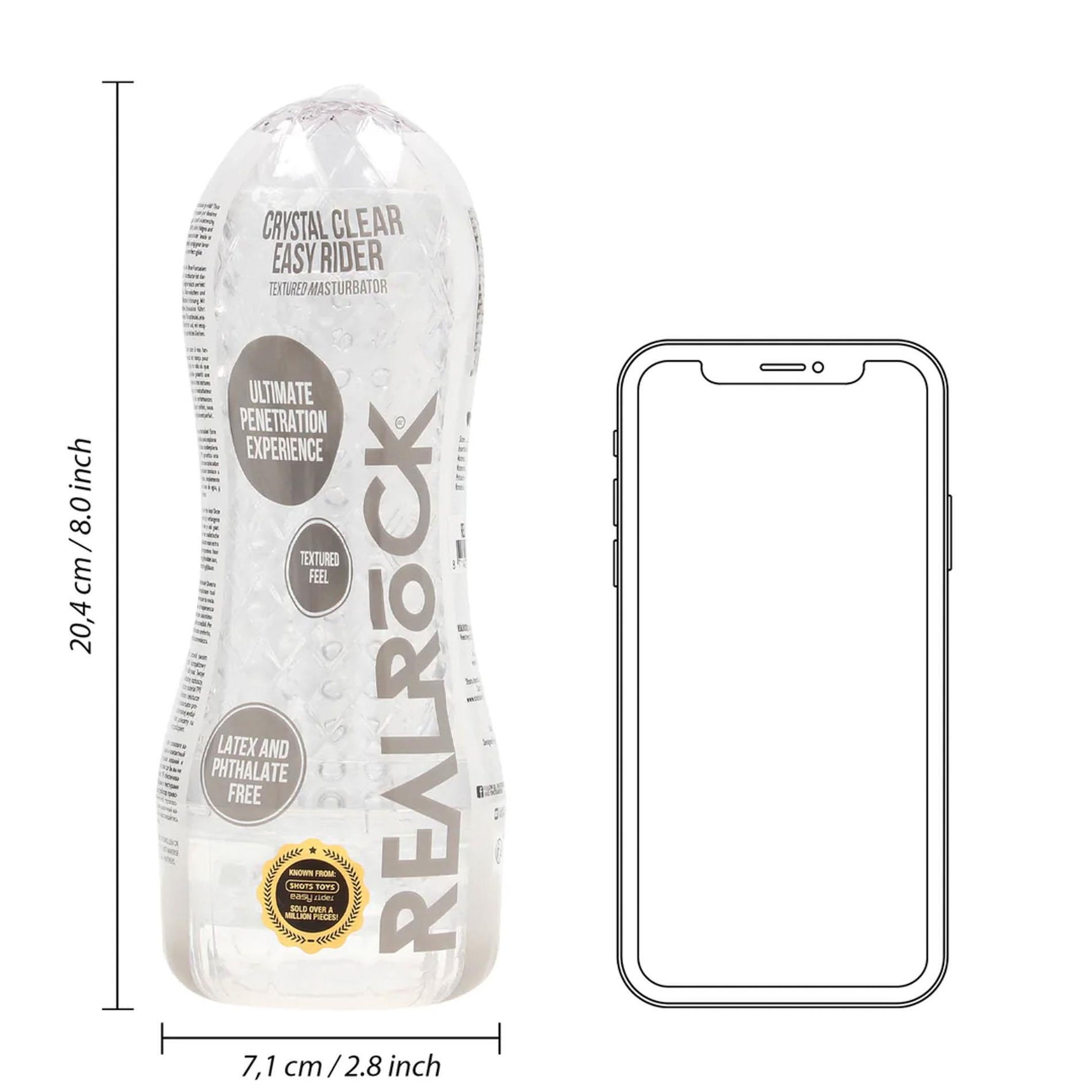 Masturbator texturat Easy Rider RealRock transparent 21 cm