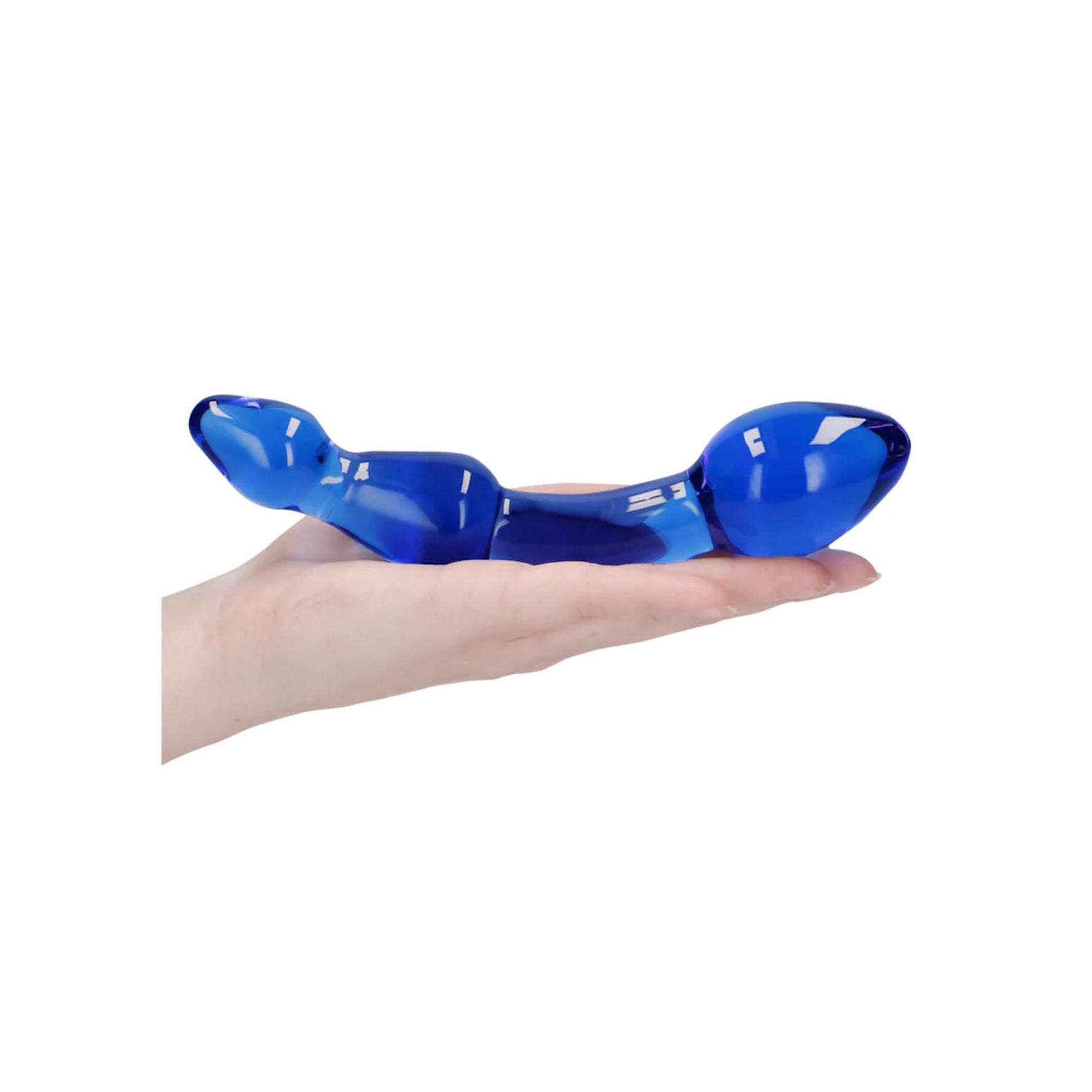 Dildo din sticlă Chrystalino Superior, albastru, 18 cm