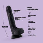 Dildo realist din silicon Crushious Inviktus negru 19 cm