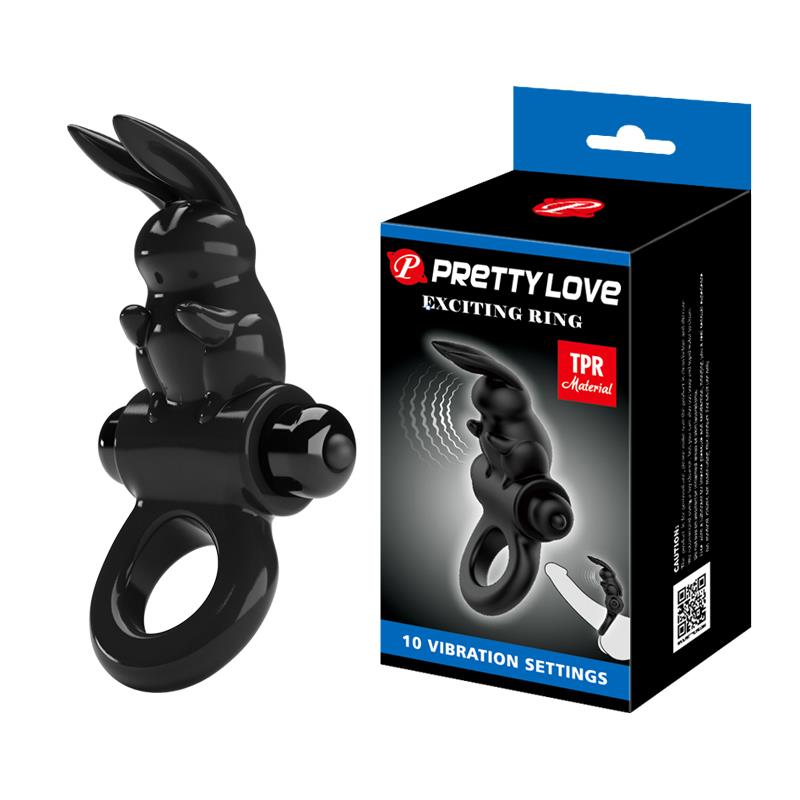 Inel Pretty Love Exciting Negru cu 10 Funcții