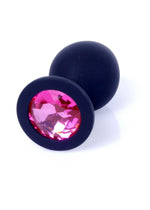 Plug anal din silicon MyLove Toys negru cu diamant, mediu, 8 cm