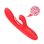 Vibrator Nirvana Iepuraș Roșu cu Trei Puncte din Silicon, USB, 22 cm