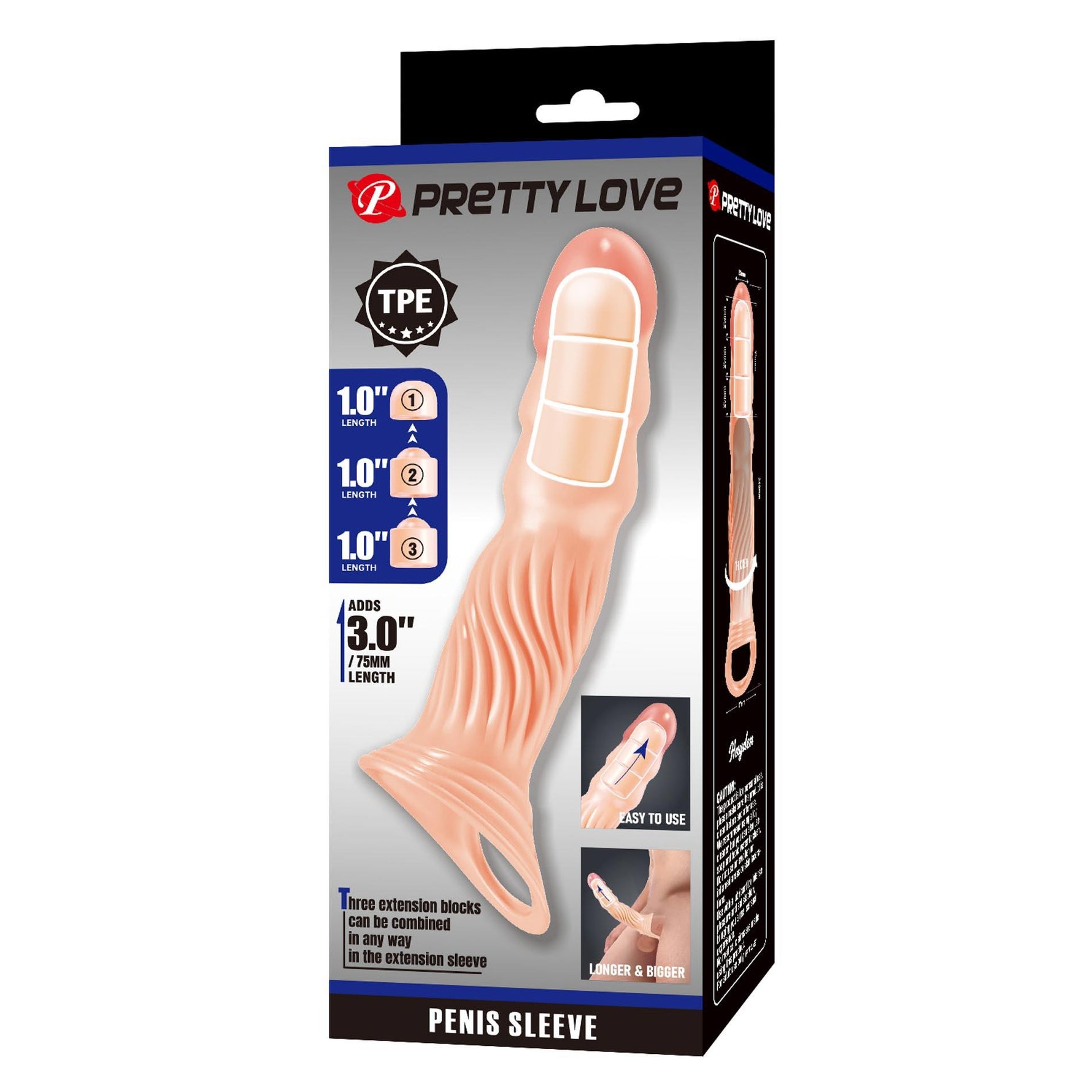 Manșon pentru penis reglabil realist Pretty Love