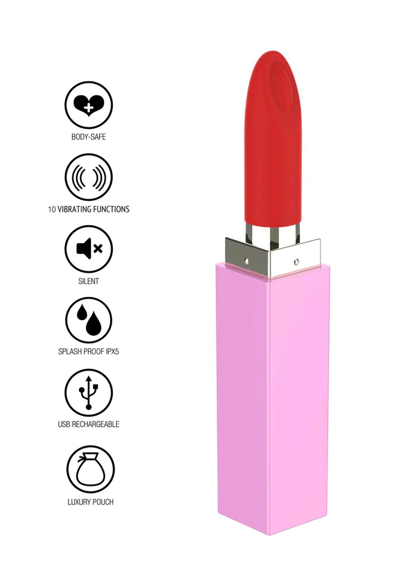 Vibrator Xocoon Sealed With A Kiss cu ruj roz, 11 cm, USB