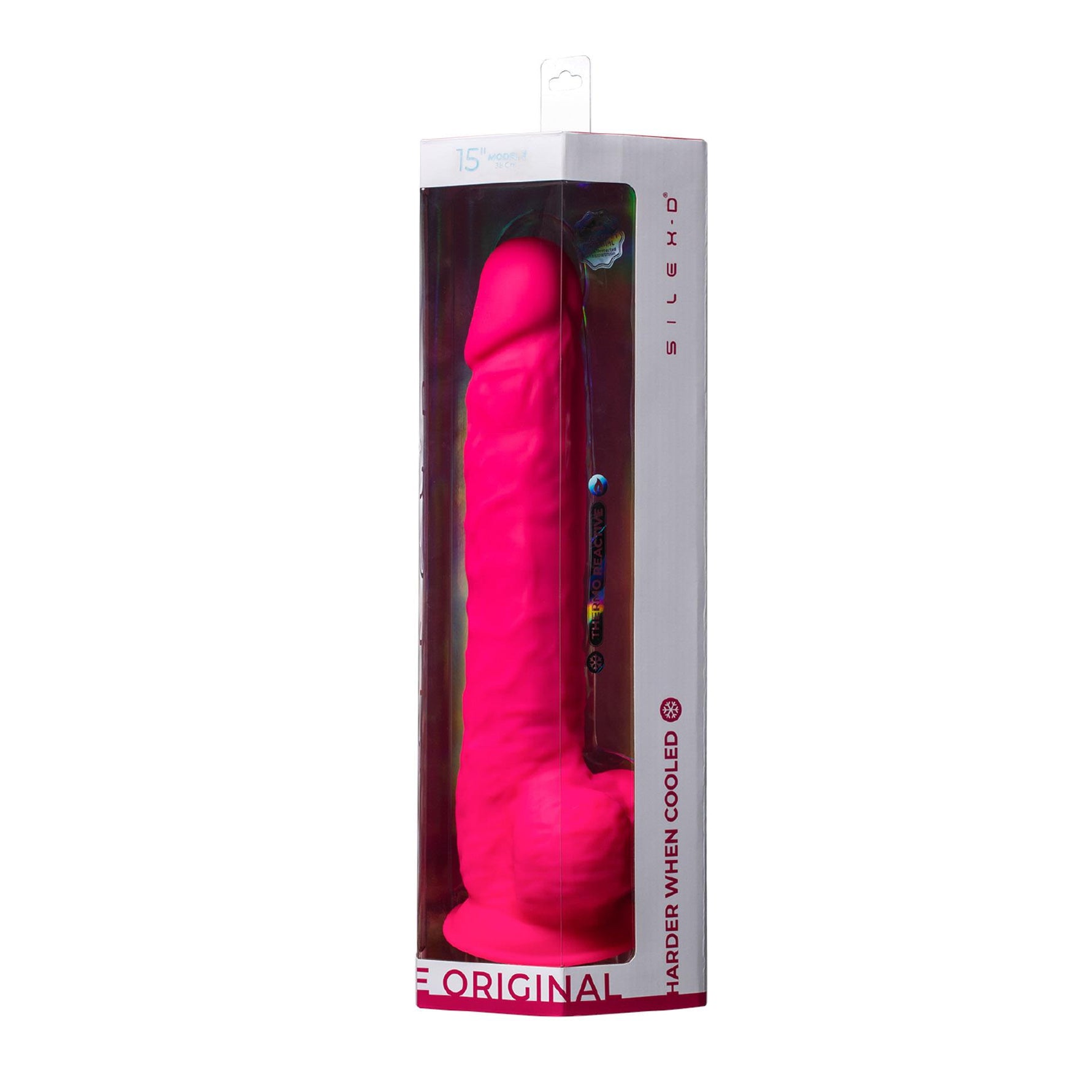 Dildo realist Silexd cu ventuză, silicon, roz, 38 cm