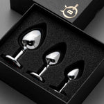 Set de dopuri anale HeavyFun din oțel inoxidabil argintiu