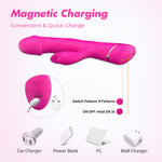Vibrator iepure Rubberco, silicon, roz și roșu, 9 vibrații