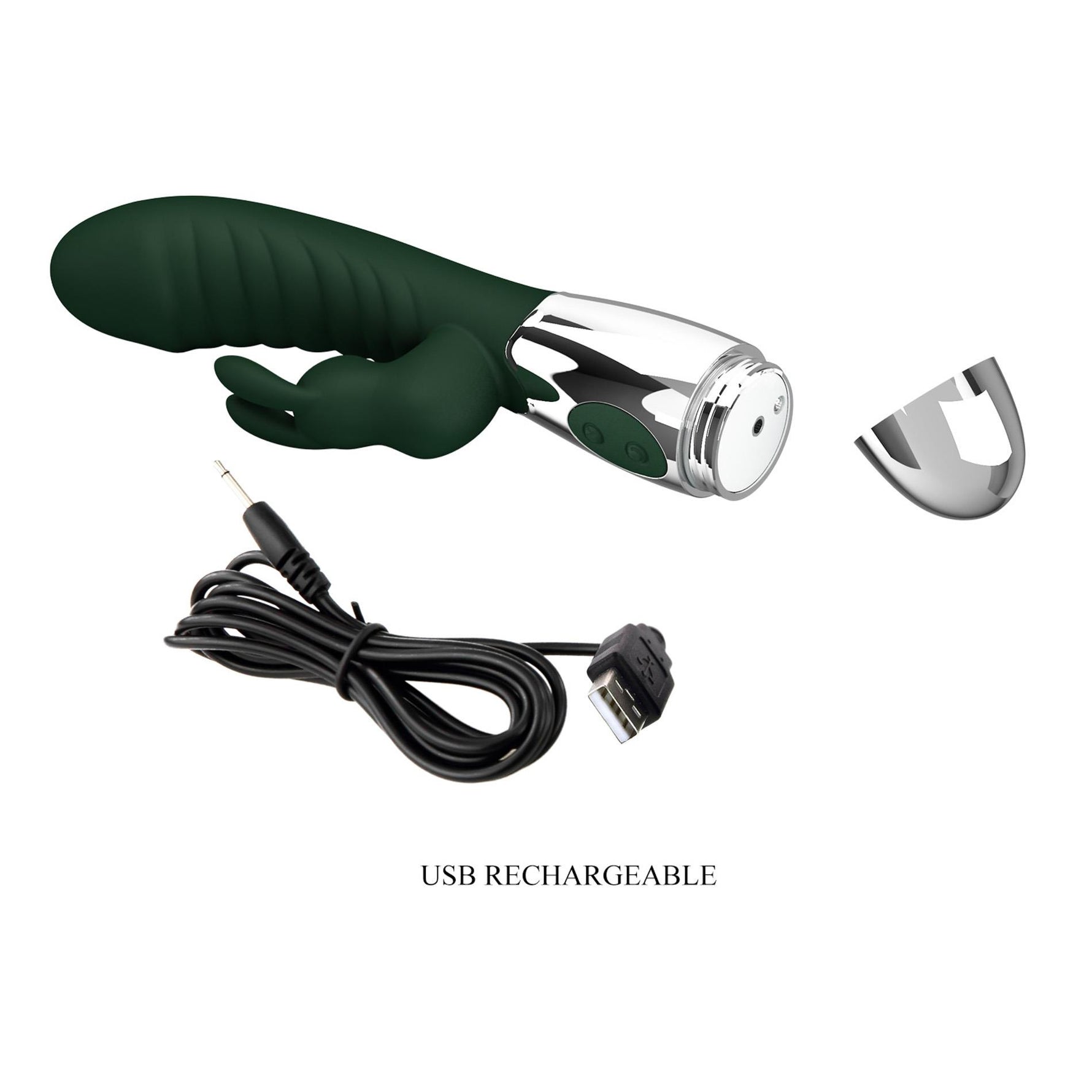 Vibrator Pretty Love Bunny cu motor dublu, silicon, USB
